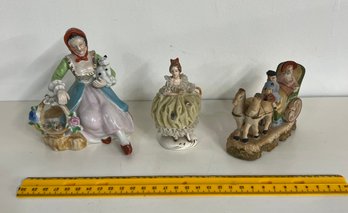 Lot Of 3 Figurines, Dresden, Occupied Japan
