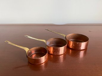 Set Of Three Copper Measuring Cups