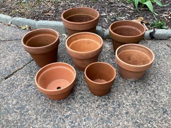 A Selection Of Terra-cotta Pot In Varying Sizes Seven Total