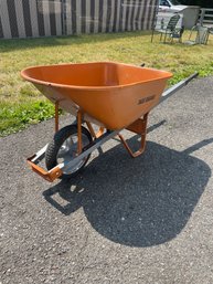 True Temper Metal Tub Steel Handled Wheelbarrow With Flat Free Tubeless Tire .