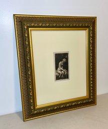 Original Etching After Rembrandt Titled Woman Bathing Her Feet In A Brook