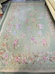 Large Aubusson Carpet In Pale Greens & Rose