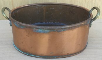 Two Handle Copper Patina Pot, Made In England.