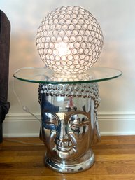 Silver Buddha Table  Fun Glam Crystal Ball Light Fixture