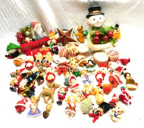 Vintage Blow Mold & Flocked Plastic Ornaments