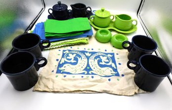 Select Fiestaware & Matching Vintage Linens