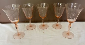 Five Piece Lot- Depression Glass Stemware