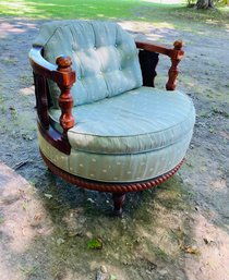 Antique Round Barrel Back Swivel Chair-needs Some Tlc- Great Piece