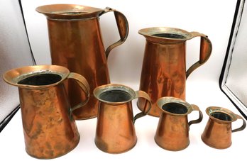 Graduated Copper Pitcher Set