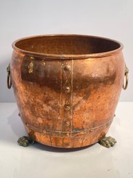 Vintage Copper Planter With Lions Feet