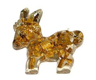 Vintage Lucite Plastic Copper Foil Embedded Donkey Brooch