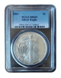 2003  $1 American Silver Eagle PCGS  MS69