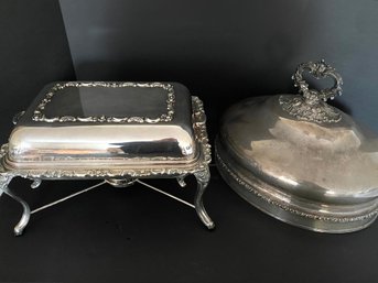 Vintage Silver Plate Serving Dish & Dome Server Top