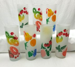 Federal Glass Frosted Fruit Tom Collins Glasses (7)