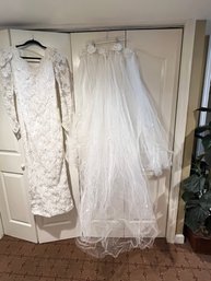 Custom Made Wedding Gown And Veil  Size 8
