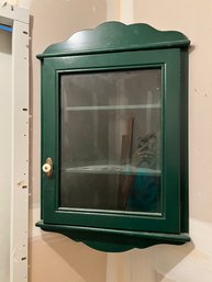 Pair Of Painted Green Corner Cabinets