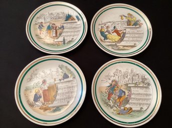 Antique PV Parry Vieille Opera Music Plates With Characters Set Of 4