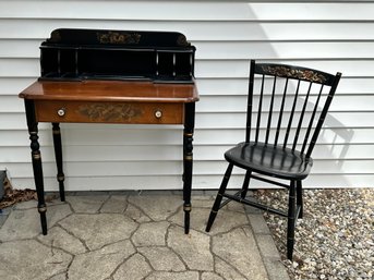 Vintage Hitchcock Writing Desk And Chair