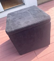 Storage Ottoman / Hassock, Black Microsuede