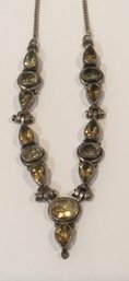 Sterling Silver 925 Necklace, Yellow Topaz, Citrine.