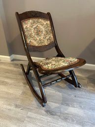 Vintage Tapestry Upholseterd Folding Rocker