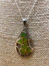 Stering Siver 925 Shamrock Pendant On Silver Chain