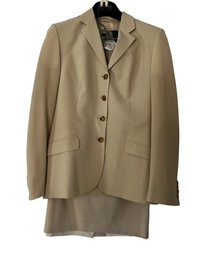 Piazza Siempone Bergdorf Goodman Tan Wool Suite, 38 Skirt 40 Jacket (Italian Sizing)