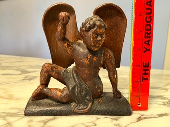 Antique Carved Wooden Cherub Unusal Rare Piece