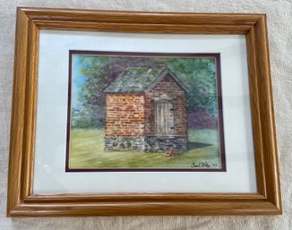 Brick Building Watercolor Painting Signed Carol Kelly Local Artist 16x13 Matted Framed