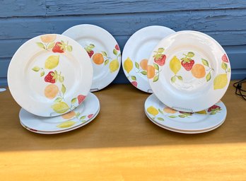 8 Large Made In Portugal Plates With Strawberries