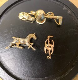 Vintage Gold Tone Equestrian Pins