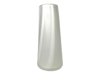 Modern Frosted Murano Glass Vase With White Striping