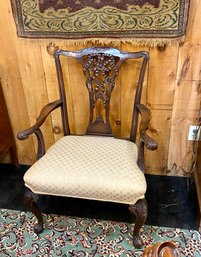 Georgian Style Carved Ribbonback Chippendale Armchair