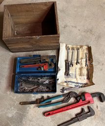 Wrenches And Other Tools In A Wood Crate