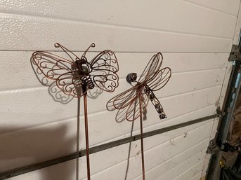 Garden Butterfly And Dragonfly, Made Of Metal