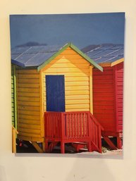 Prints - Colorful Beach Hut And Beach Chair With Umbrella