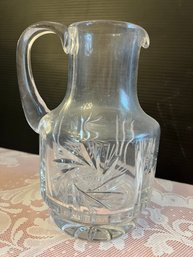 Wheel Cut Lead Crystal Decanter With Applied Handle