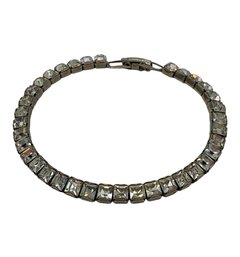 Vintage Silver Tone Metal Glass Rhinestone Bracelet