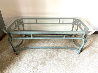 Metal Coffee Table With Beveled Glass Top