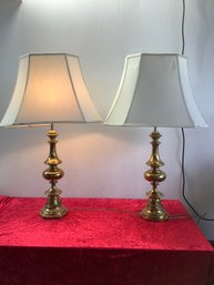 Pair Of Brass Table Lamps