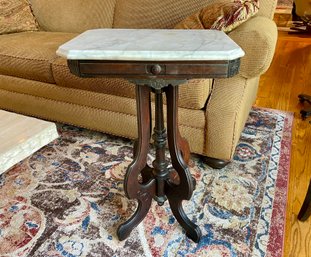 Victorian Marble Top Mahogany Side Table