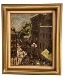 Oil On Canvas Painting Streets Of Quebec - Signed A. Lachzeth