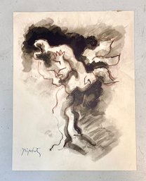 Vintage Jacques Lipchitz Embracing Lovers Abstract Lithograph