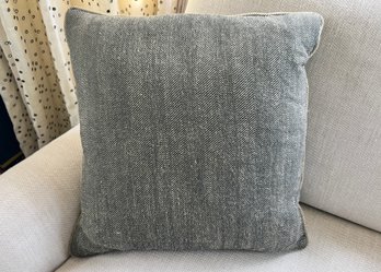 Cream With Black Herringbone Throw Pillow Case With Down Insert And Extra Fabric