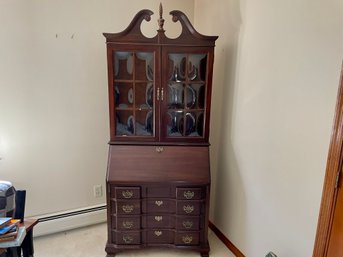 Vintage Jasper Cabinet Tall Secretary With Bubble Glass Doors