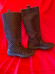 Louis Vuitton Tall Checkered Boots Size 37