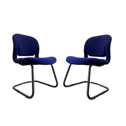 A Pair Of Herman Miller Blue Fabric Metal Frame Chairs