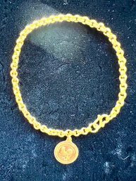 24 Kt Yellow Gold Bracelet With Chicken Charm, 7 Inch Long, 6.0 Dwt