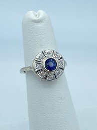 Stunning 14k White Gold Diamond & Sapphire Statement Ring