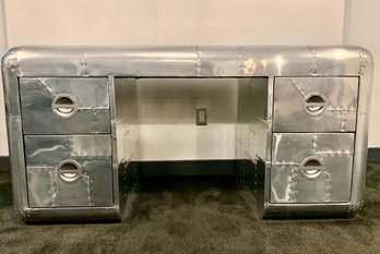 Restoration Hardware Blackhawk Industrial Style Hammered Aluminum Desk  (W1)